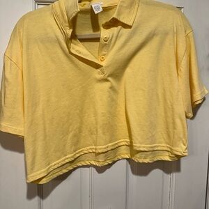 Sunny Yellow Women's Polo Crop Top